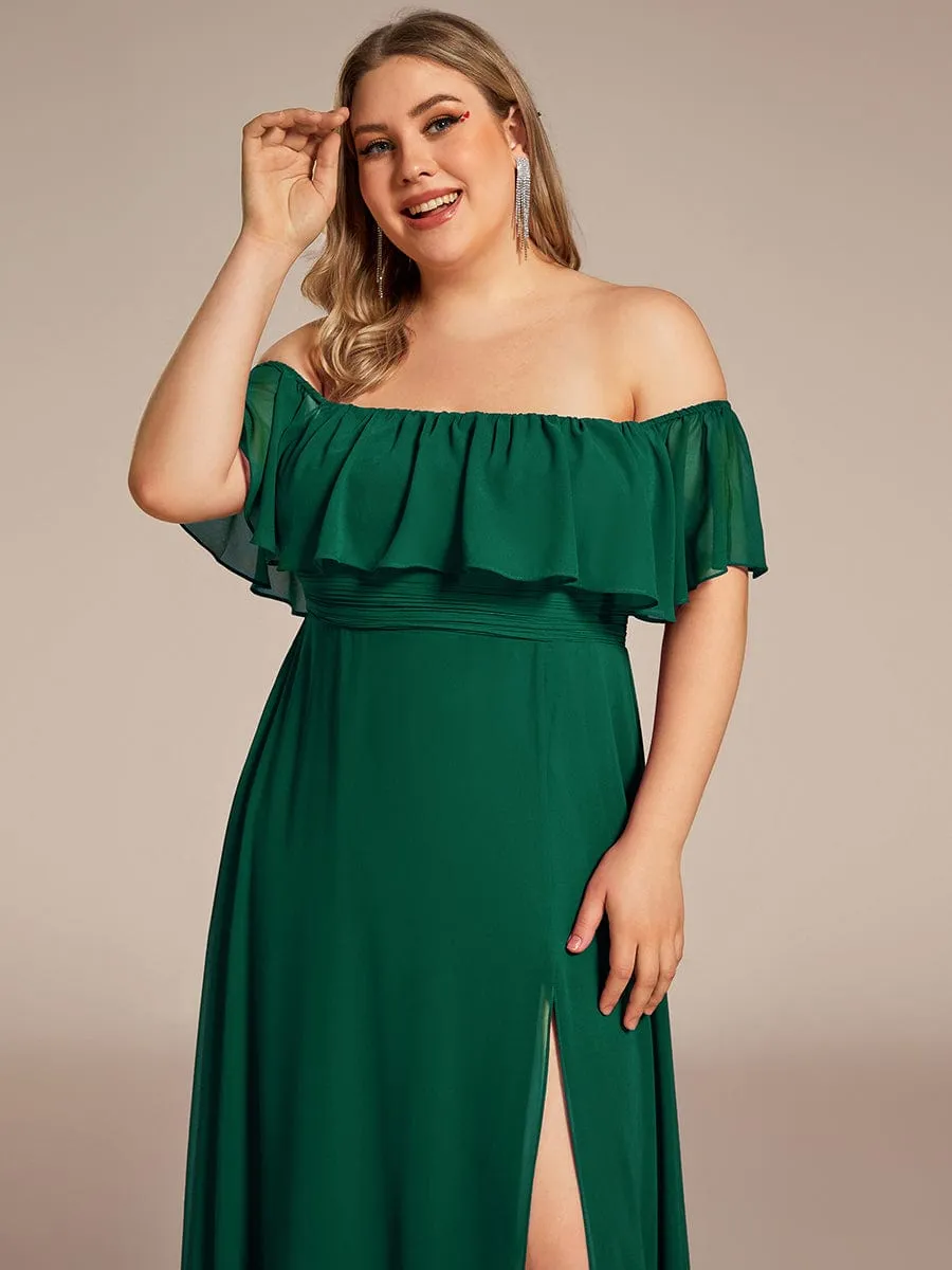Angelina off shoulder bridesmaid dress with split