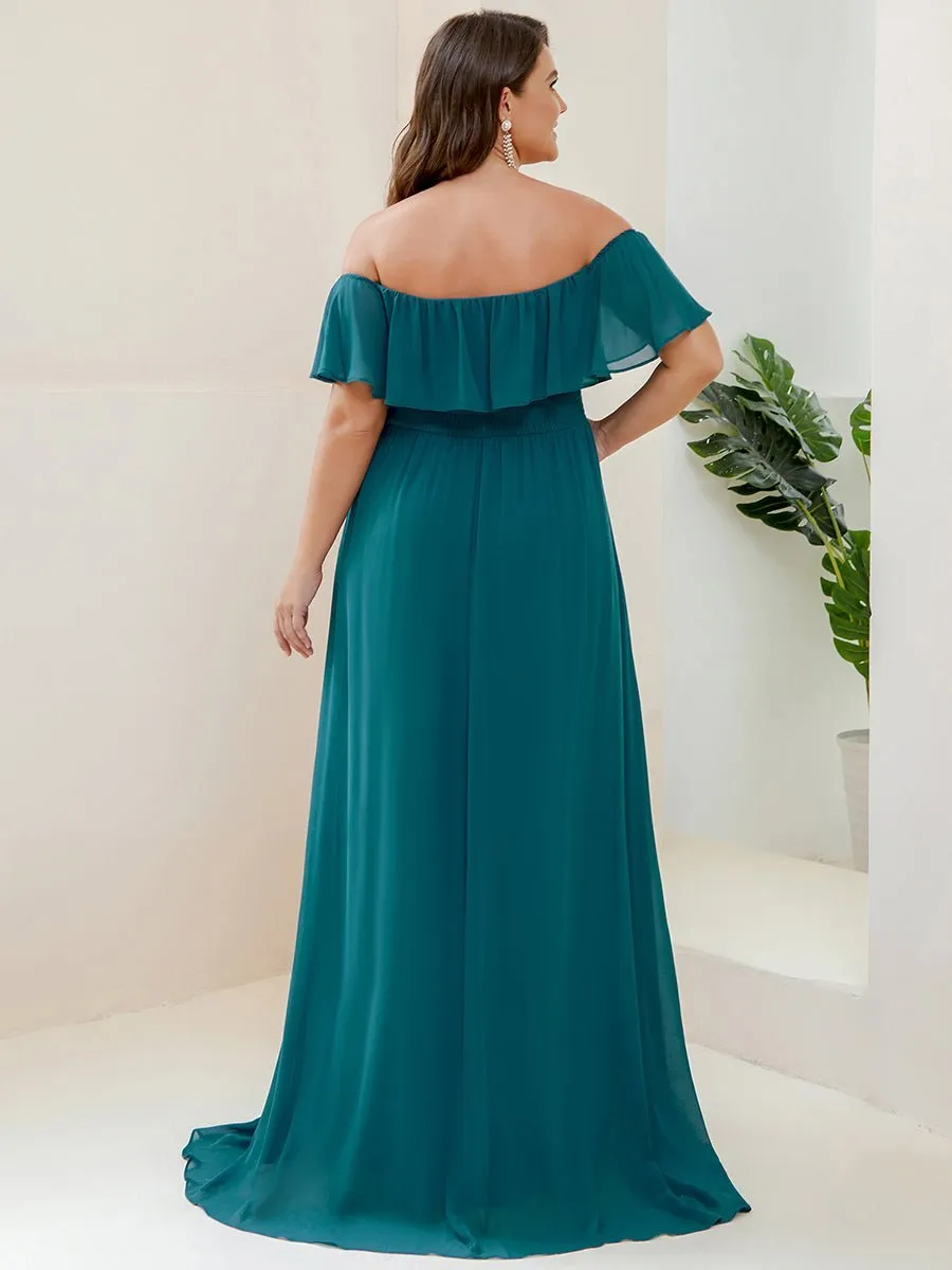 Angelina off shoulder bridesmaid dress with split