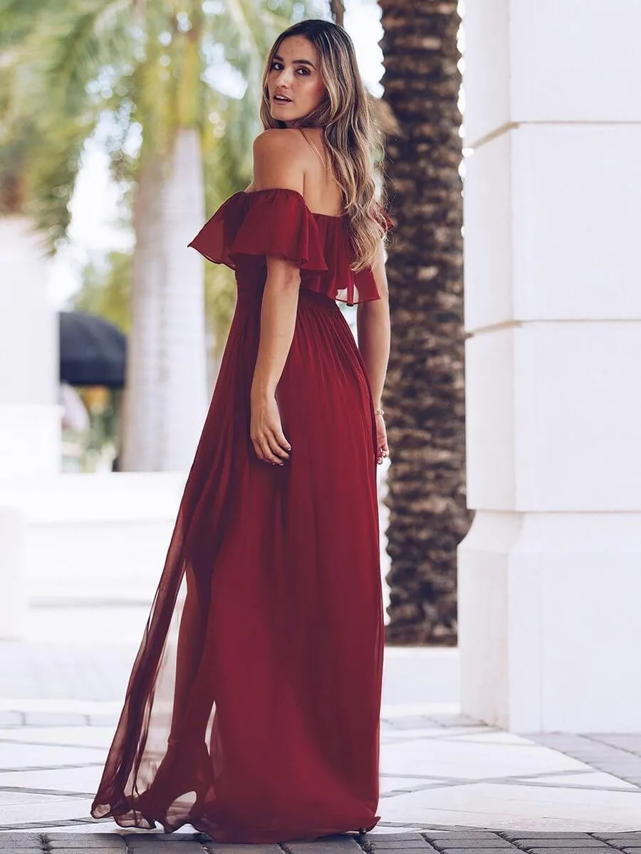 Angelina off shoulder bridesmaid dress with split