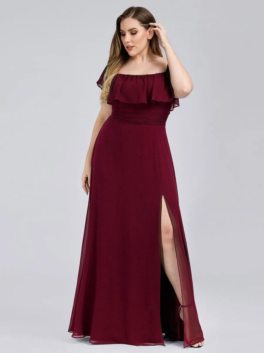 Angelina off shoulder bridesmaid dress with split