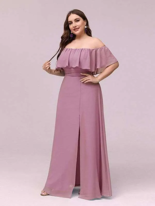 Angelina off shoulder bridesmaid dress with split