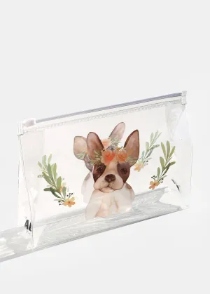 AOA Clear Makeup Pouch - Flower Crown Frenchie