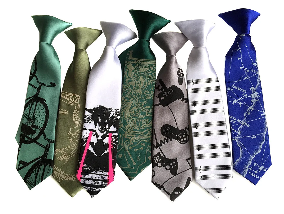 Bandana Print kids tie. Boys clip-on paisley necktie.