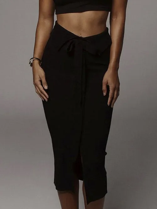 Beautiful Knitted High Waist Elegant Pocket Skirt