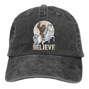 Bigfoot Riding Unicorn Vintage Baseball Cap