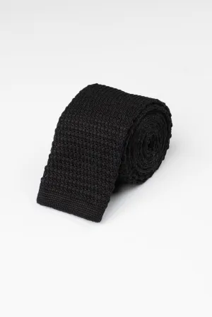 Black Texture Knitted Tie