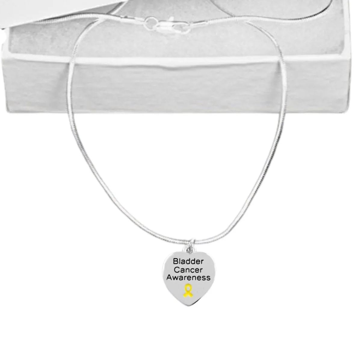 Bladder Cancer Awareness Heart Ribbon Necklaces