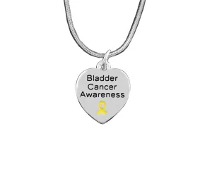 Bladder Cancer Awareness Heart Ribbon Necklaces