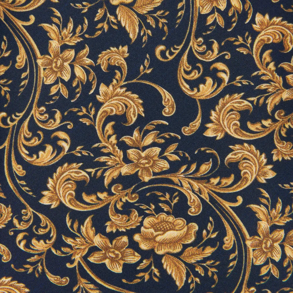 Blue and Yellow Art Nouveau Duchesse Silk Tie