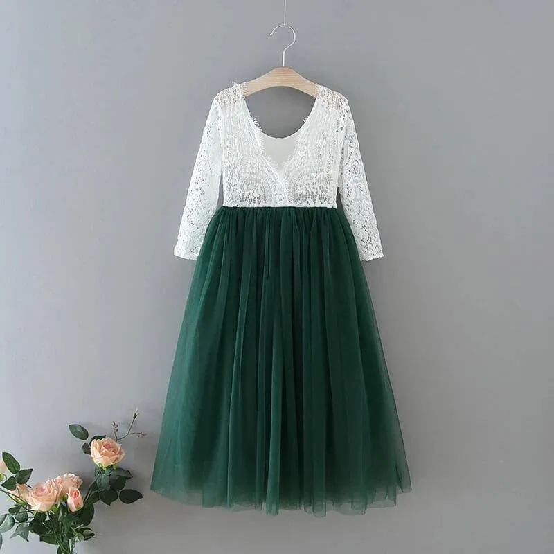 Bohemian Classic Long Sleeve Dress - Hunter Green