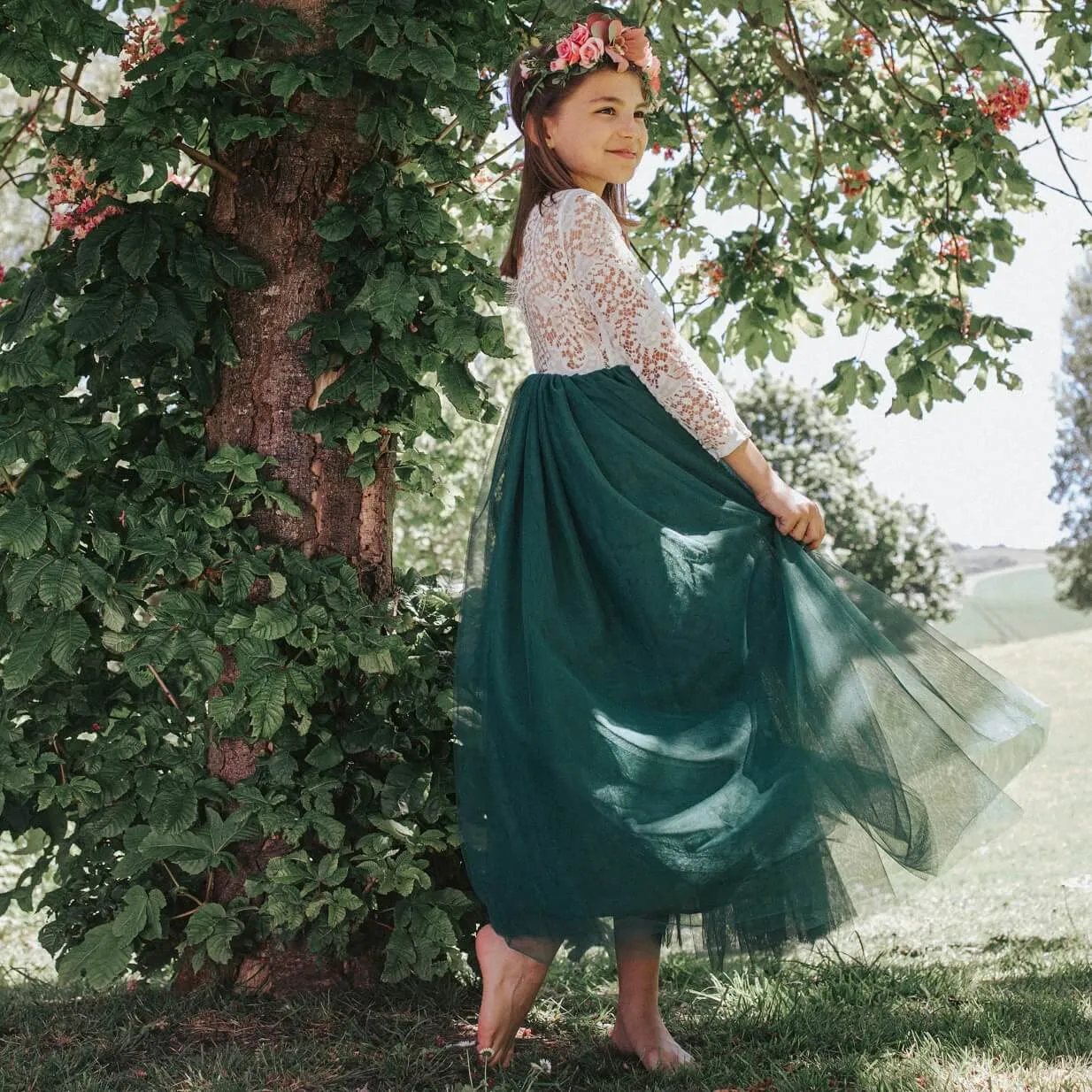 Bohemian Classic Long Sleeve Dress - Hunter Green