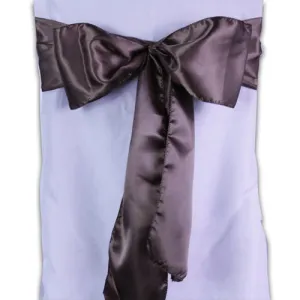 Brown - 6 x 106 inch Satin Chair Sash ( 10 Piece )