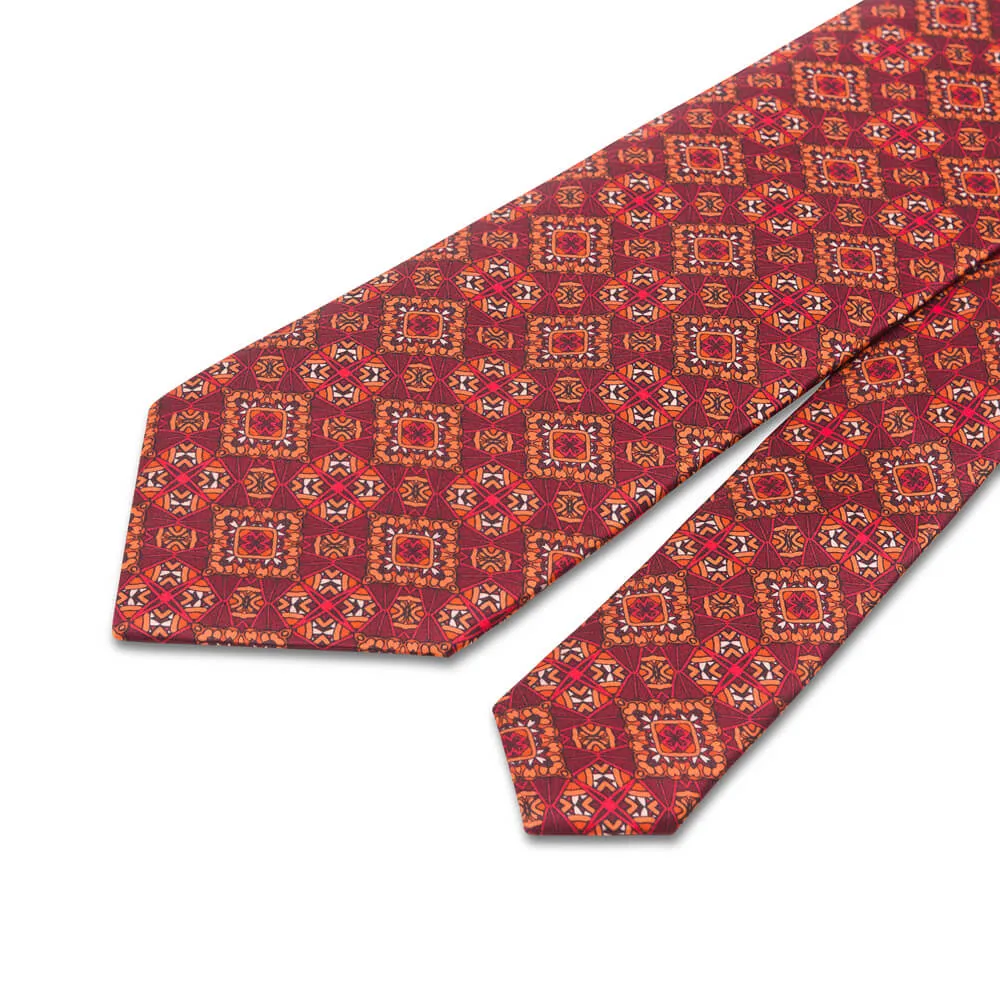Burgundy Medieval Art Duchesse Silk Tie