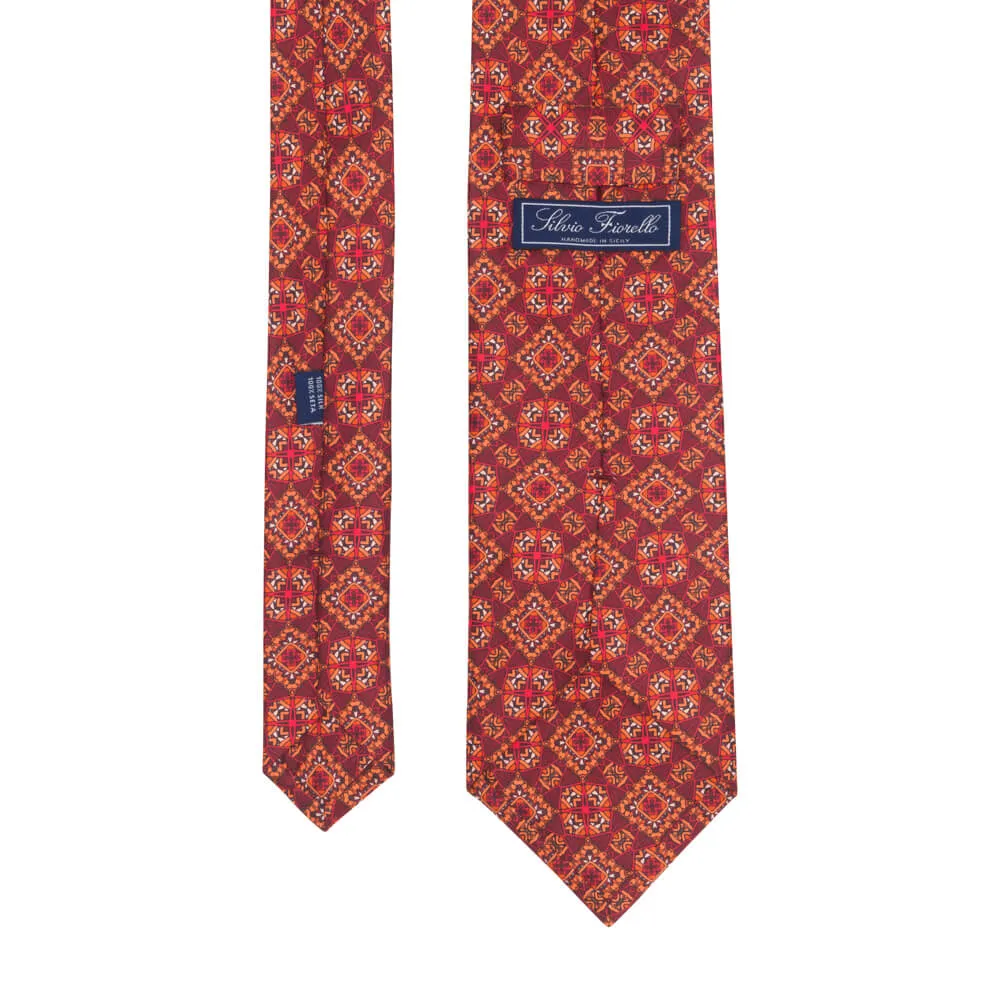 Burgundy Medieval Art Duchesse Silk Tie
