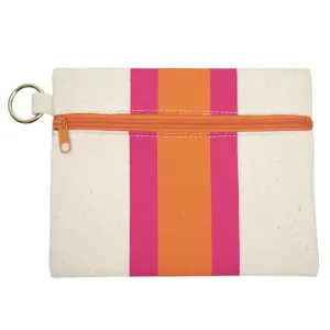 Canvas Kansas Zipper Pouch -- Orange w/ Pink
