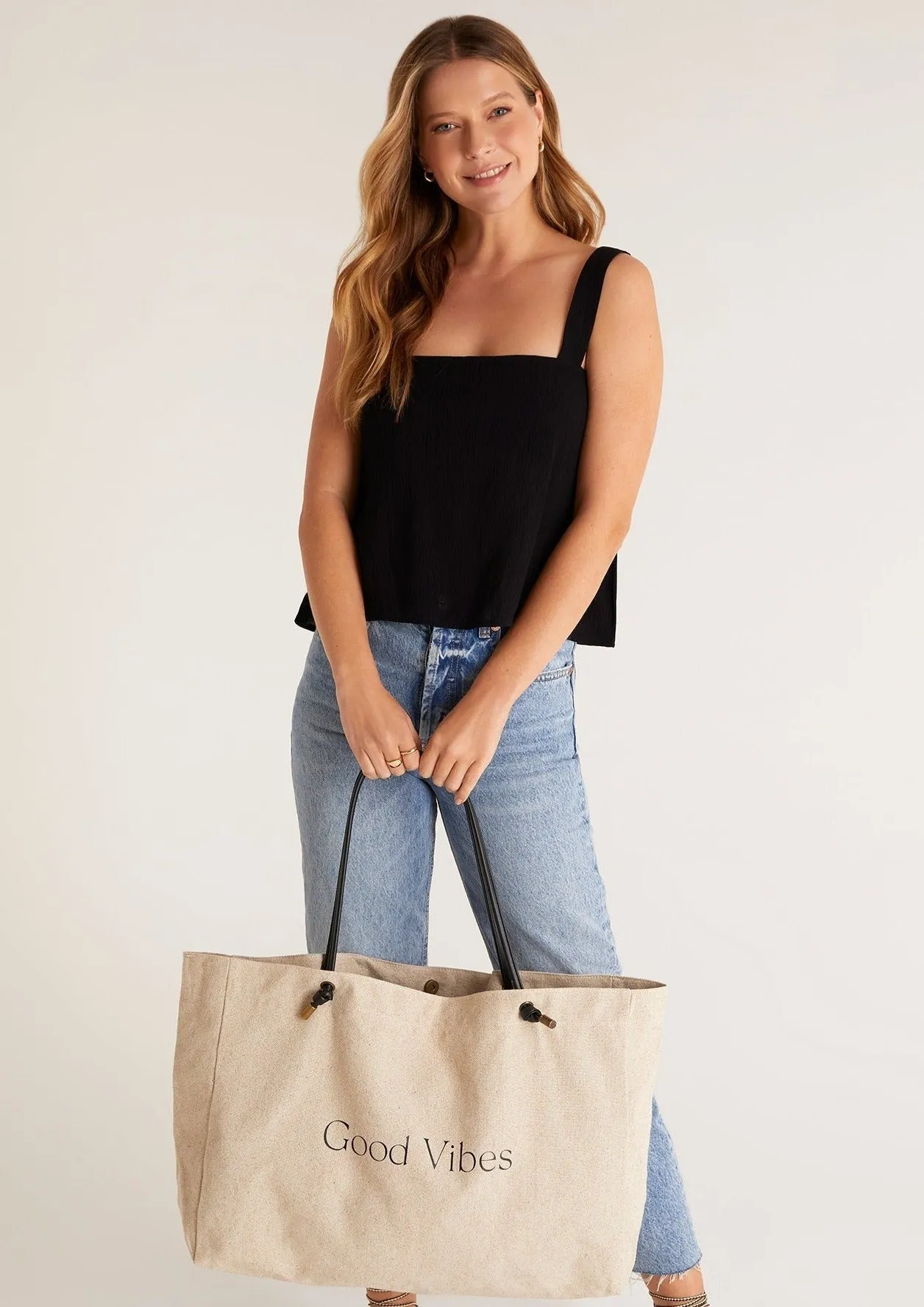 Carry All Good Vibes Tote | Natural