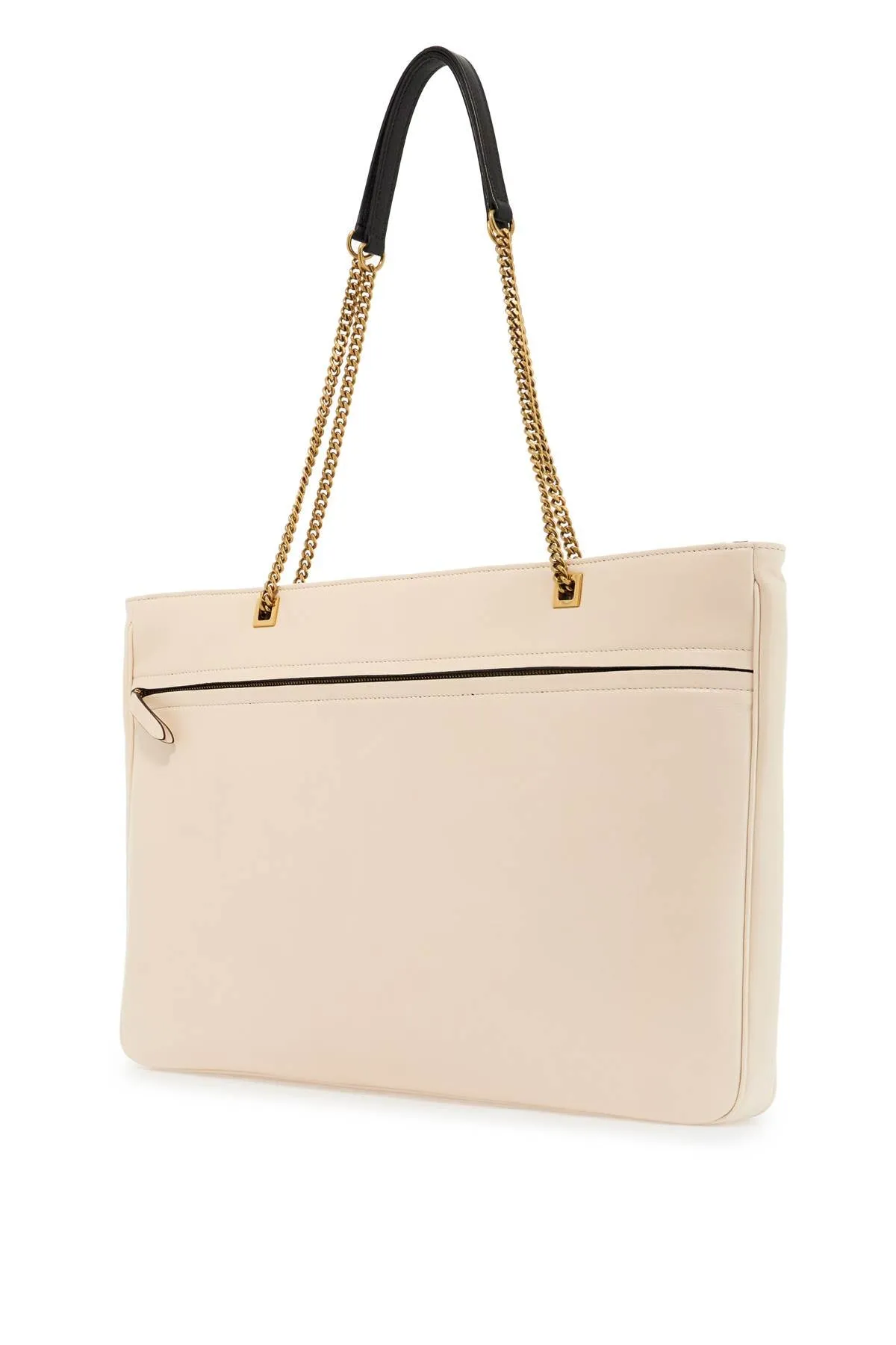 Chain-Handle Logo Leather Tote