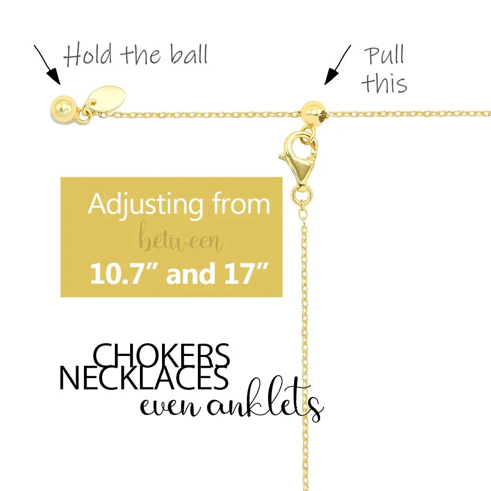 Charm Drop Necklace 925 Sterling Silver Prong Diamond CZ Adjustable Short Necklace