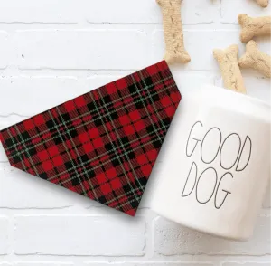 Christmas Red Plaid Dog Bandana