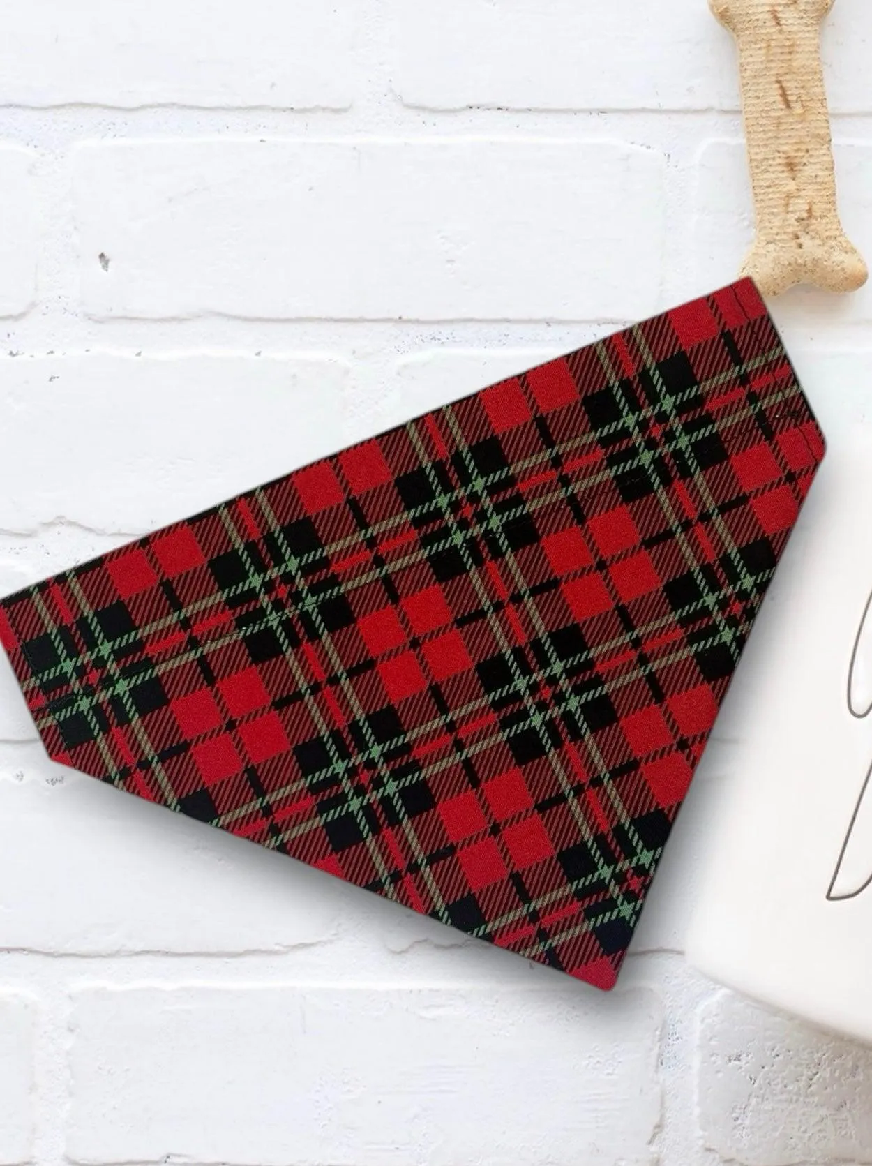 Christmas Red Plaid Dog Bandana