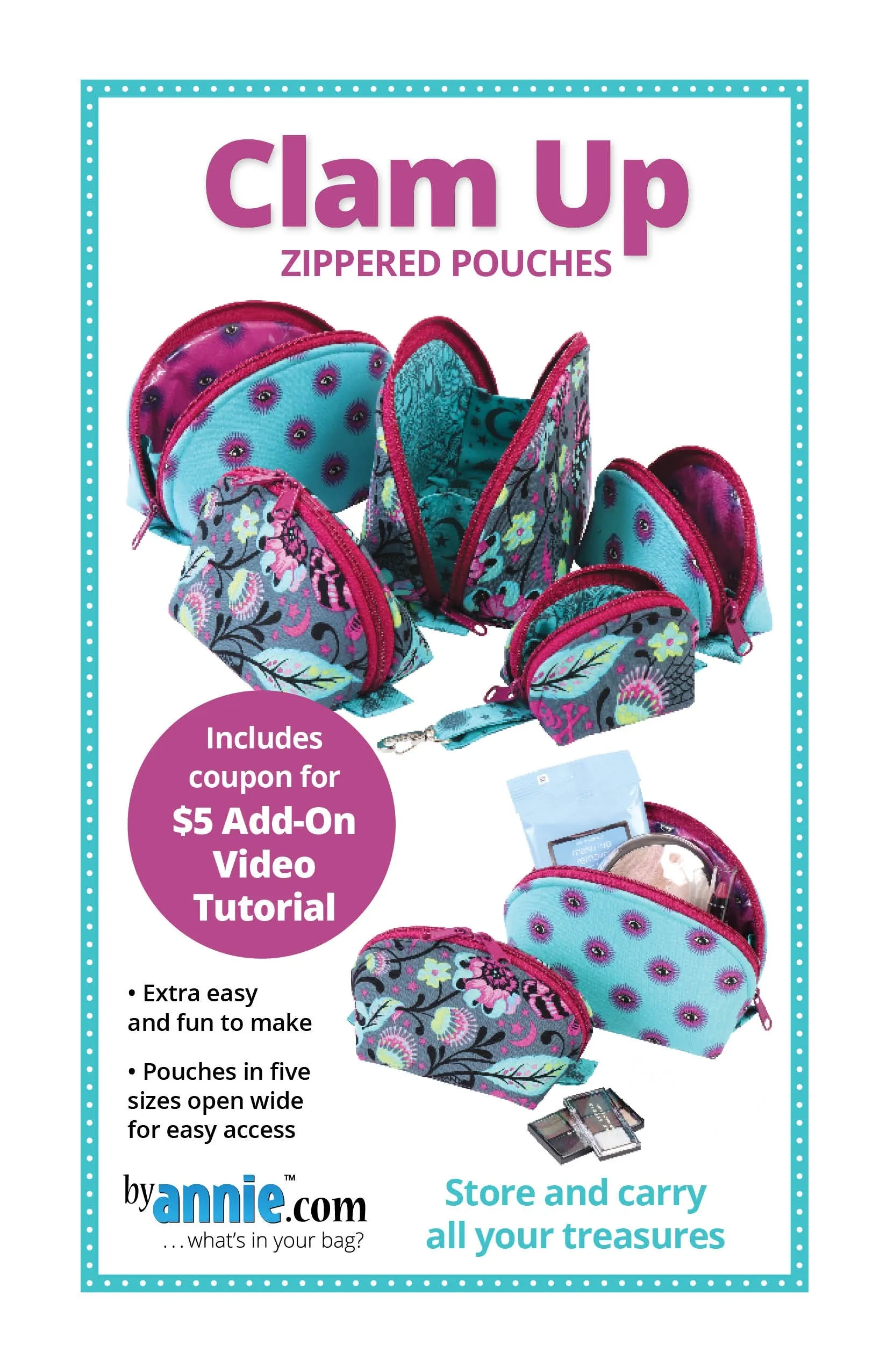 Clam Up Zippered Pouches PBA275