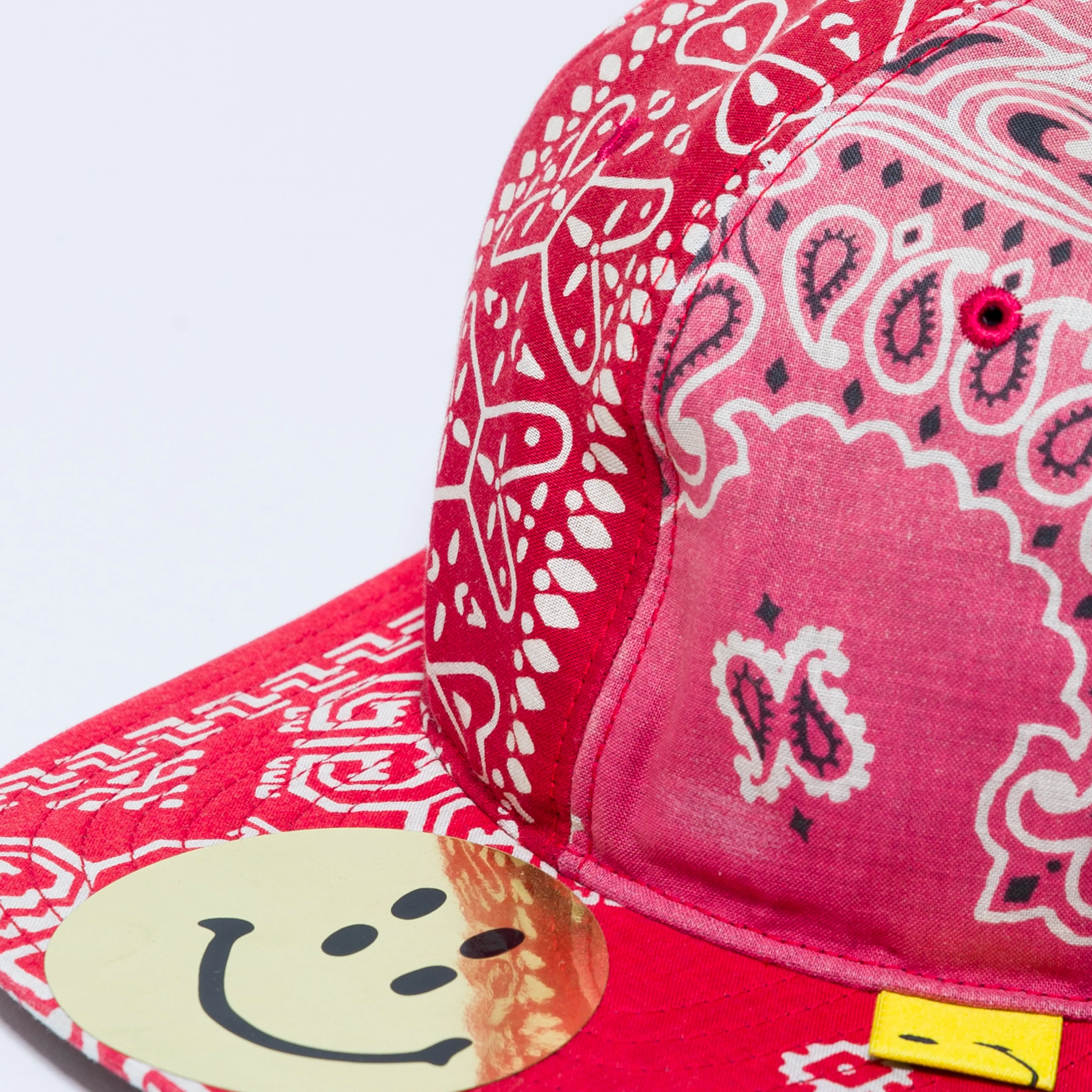 Cotton Bandana Patchwork Baseball Cap - Red