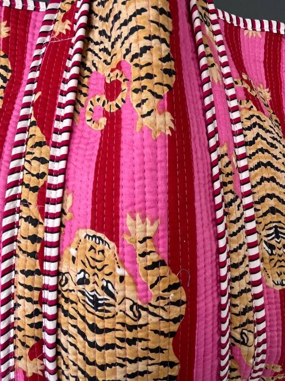Cotton Tiger Tote Bag - Pink