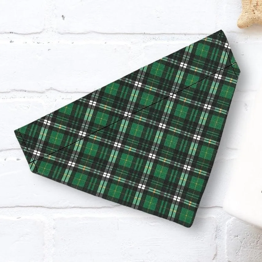 Dark Green Plaid Dog Bandana