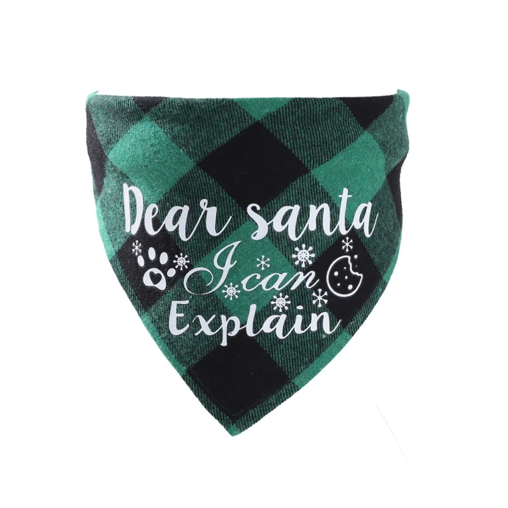 Dear Santa I Can Explain Green Plaid Bandana