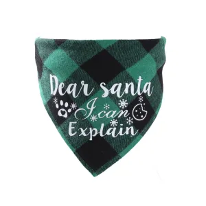 Dear Santa I Can Explain Green Plaid Bandana