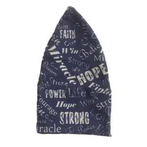 Designer Print Chemo Beanie Hat Navy 'Strong'