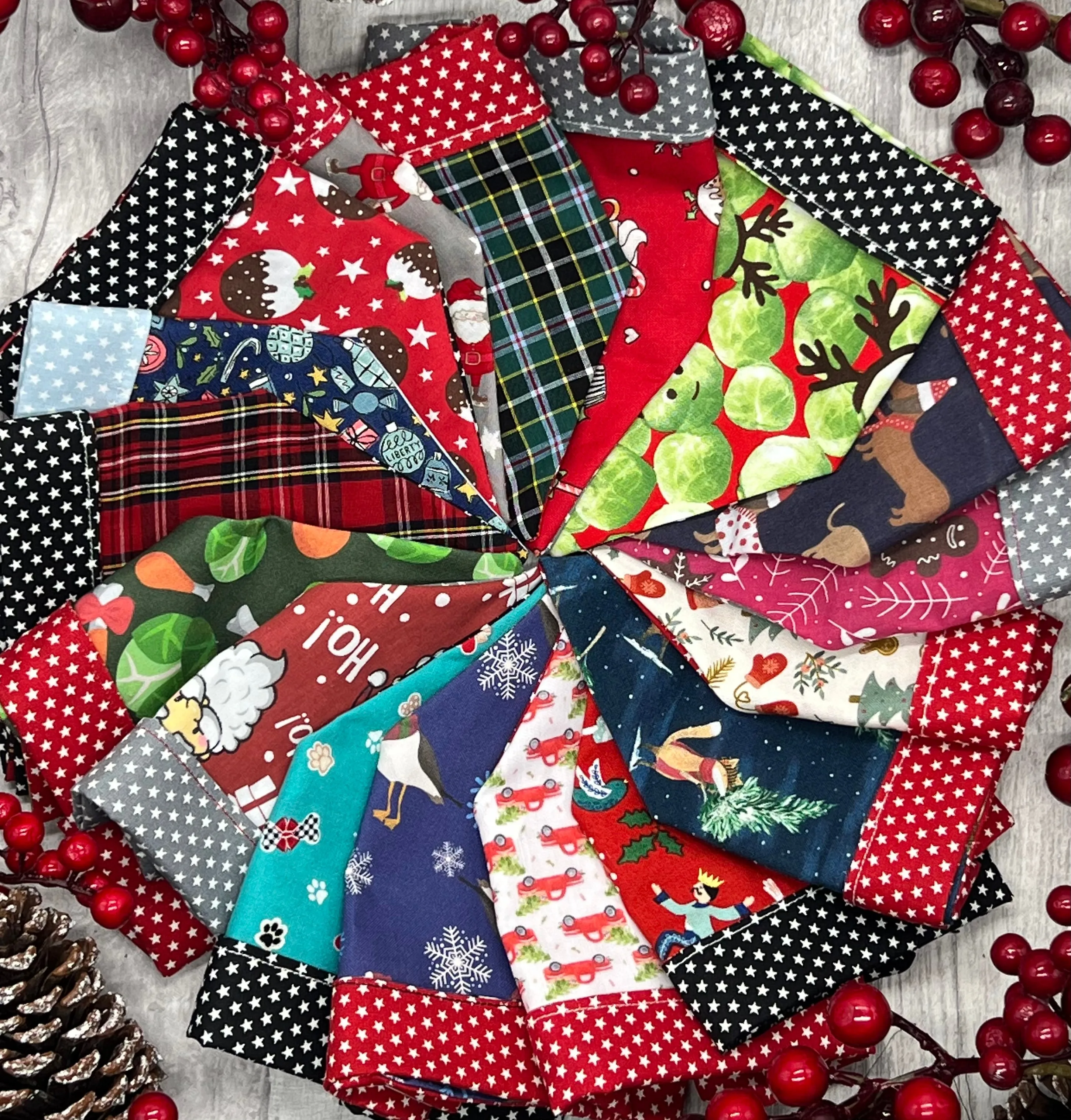 Dog Bones & Paw Print Christmas Bandana