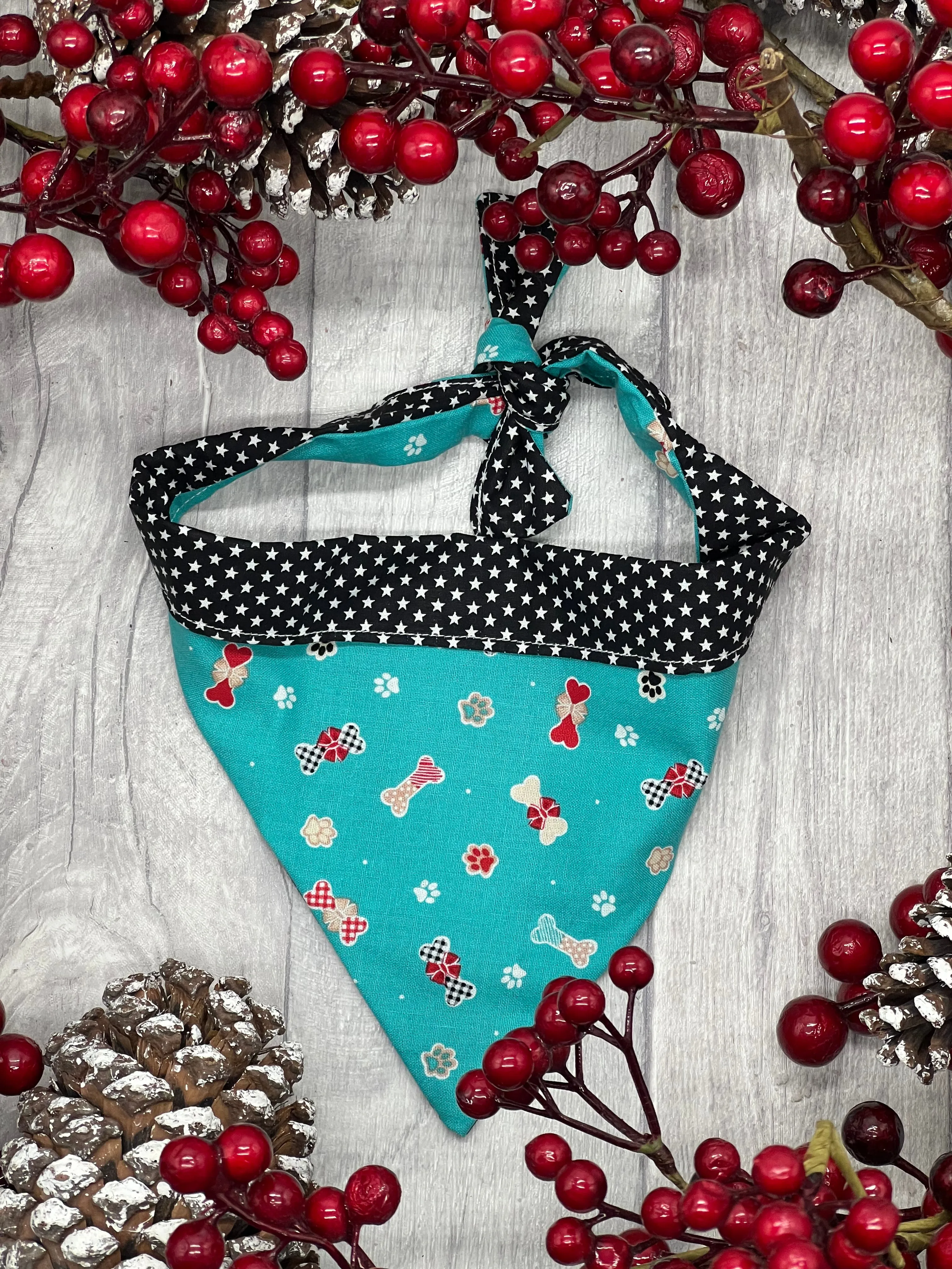 Dog Bones & Paw Print Christmas Bandana
