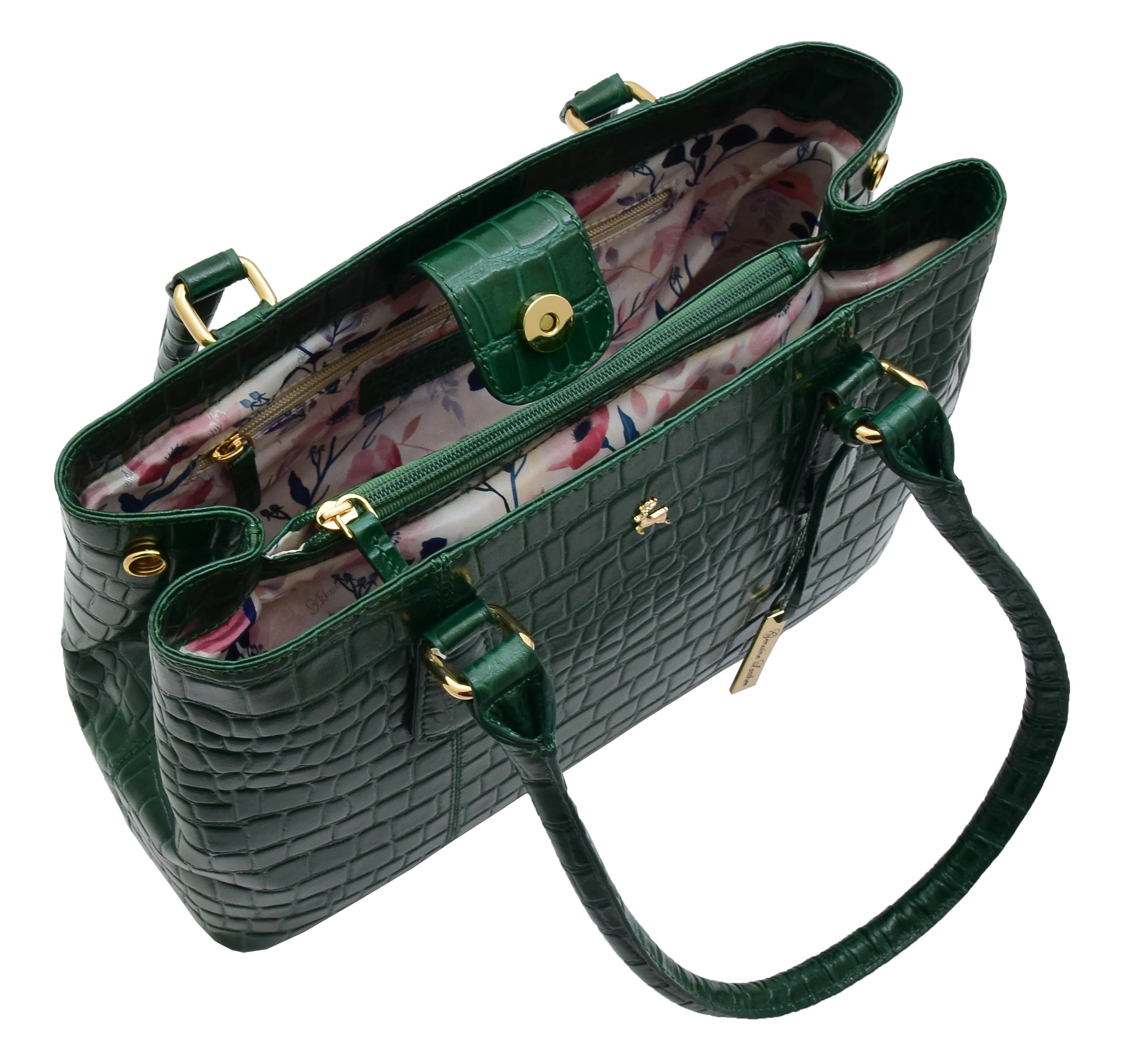 DR299 Women's Hobo Shoulder Leather Bag Beautiful Croc Pint Green