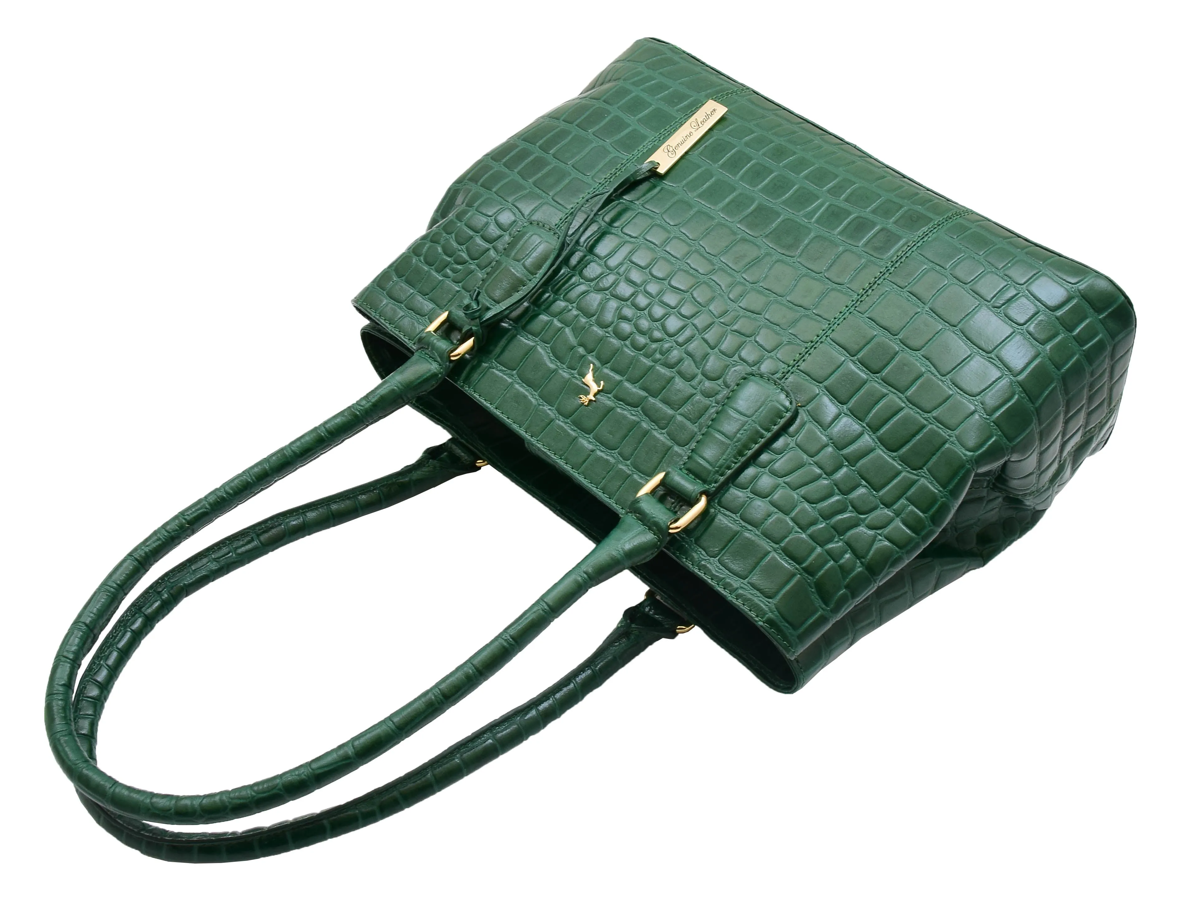 DR299 Women's Hobo Shoulder Leather Bag Beautiful Croc Pint Green