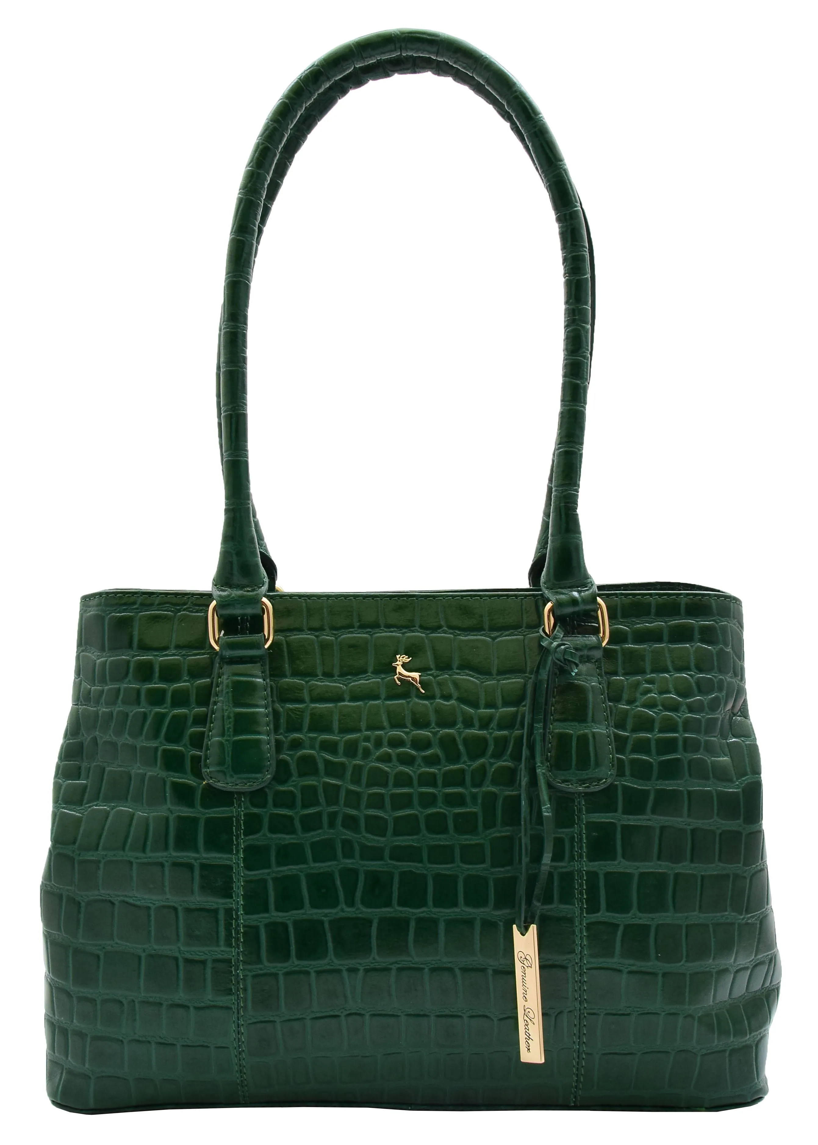 DR299 Women's Hobo Shoulder Leather Bag Beautiful Croc Pint Green