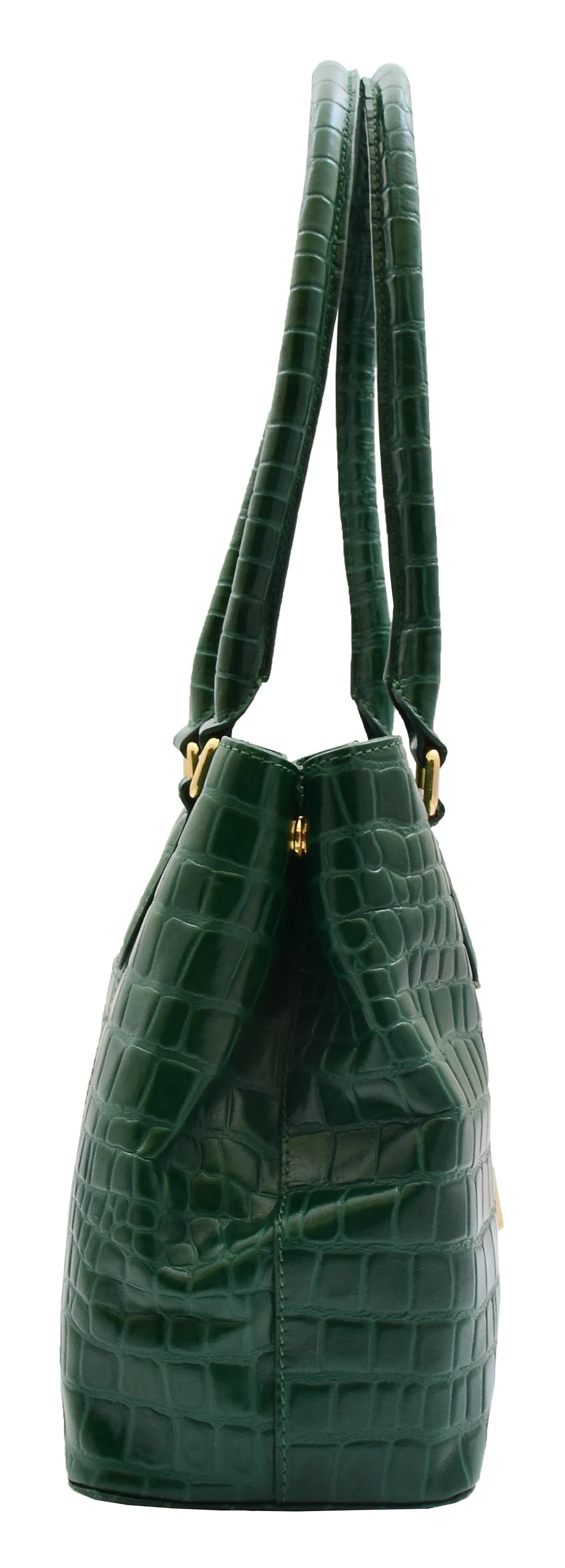 DR299 Women's Hobo Shoulder Leather Bag Beautiful Croc Pint Green