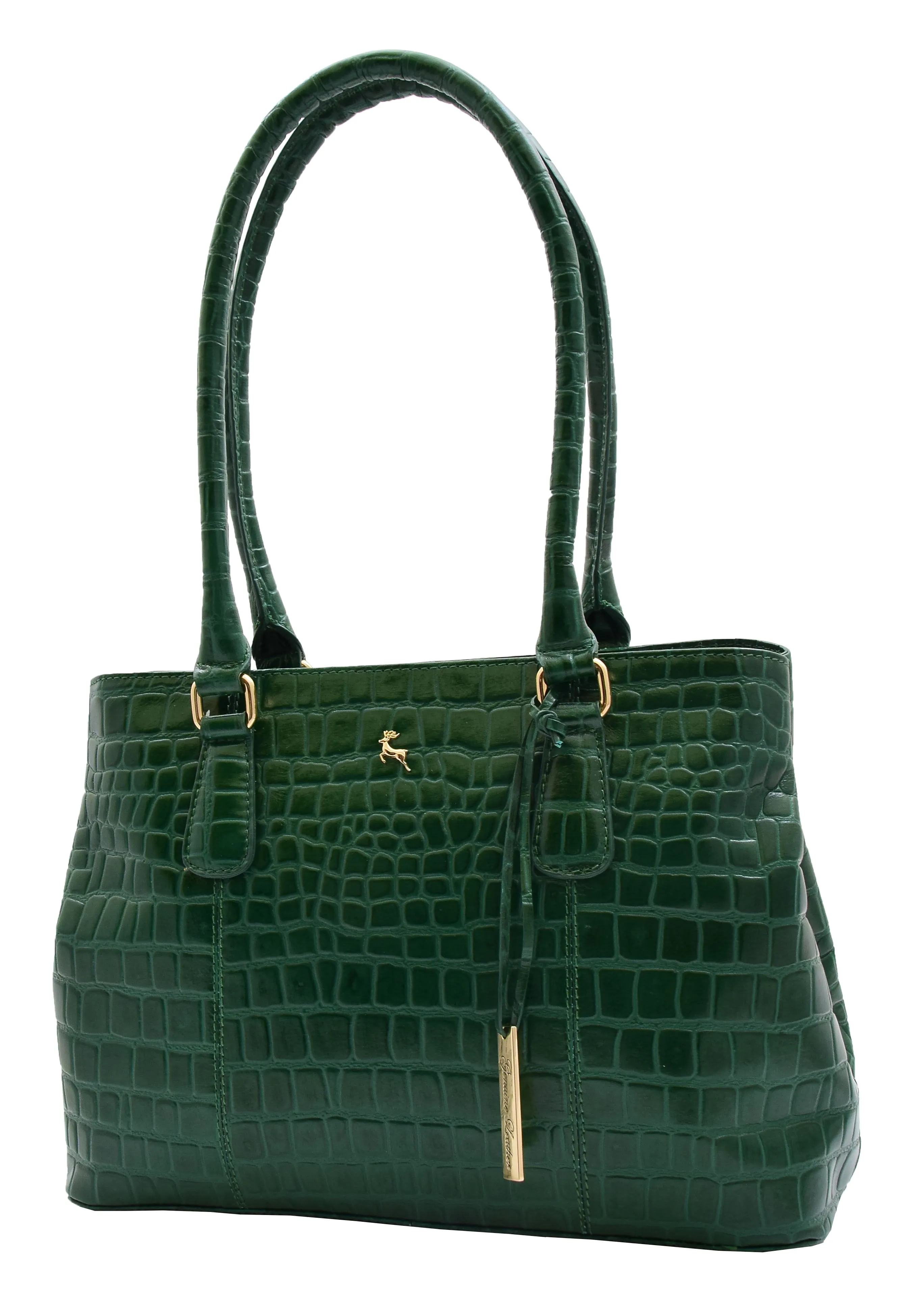 DR299 Women's Hobo Shoulder Leather Bag Beautiful Croc Pint Green