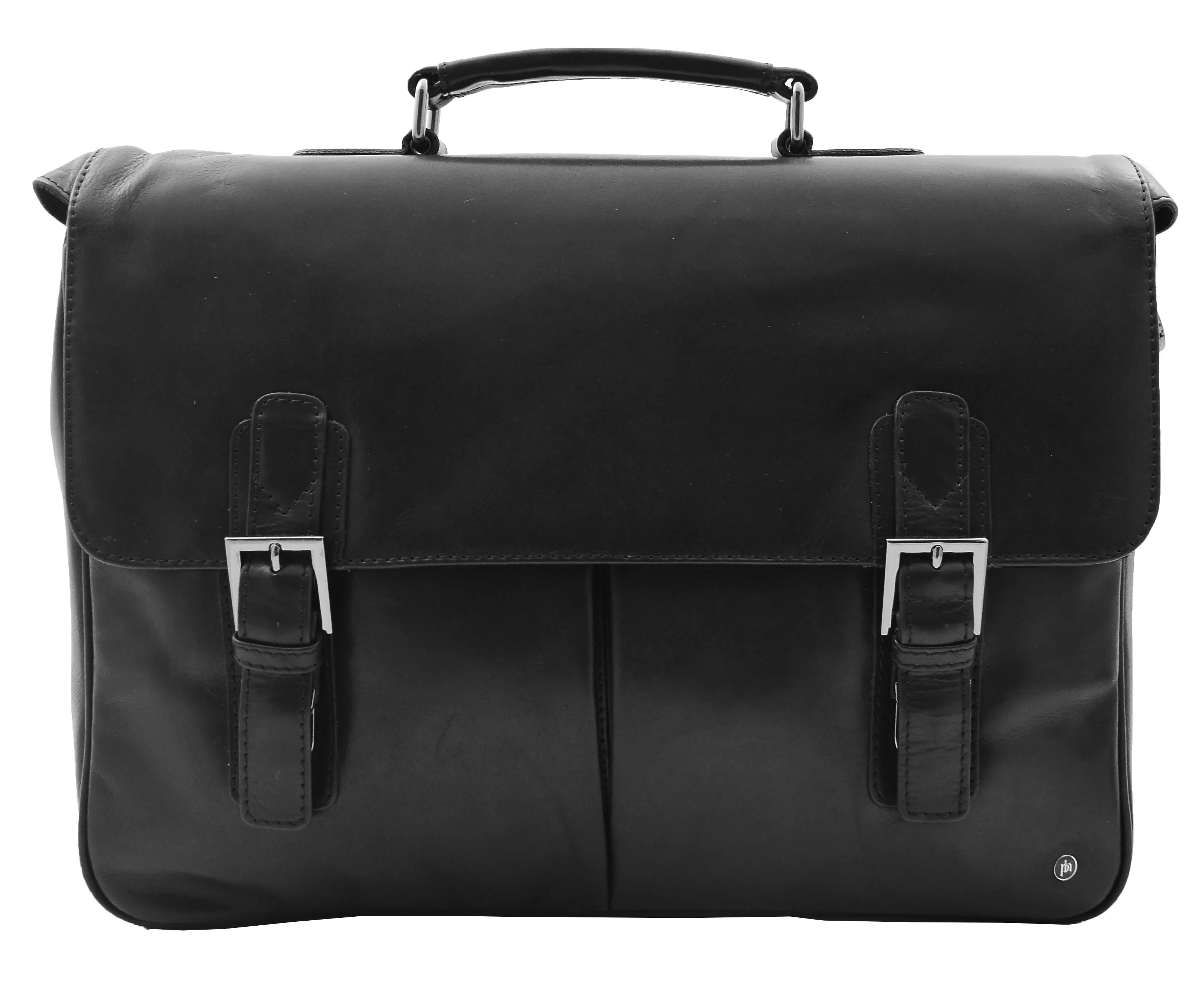 DR322 Men's Leather Messenger Briefcase Black