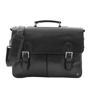 DR322 Men's Leather Messenger Briefcase Black
