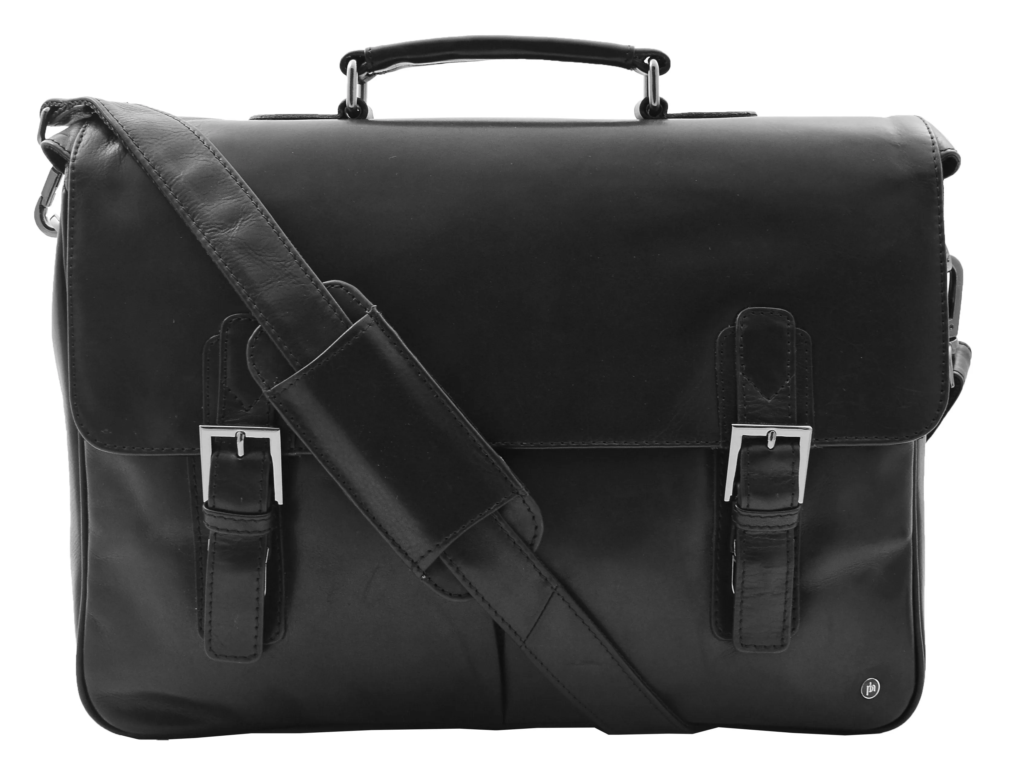 DR322 Men's Leather Messenger Briefcase Black