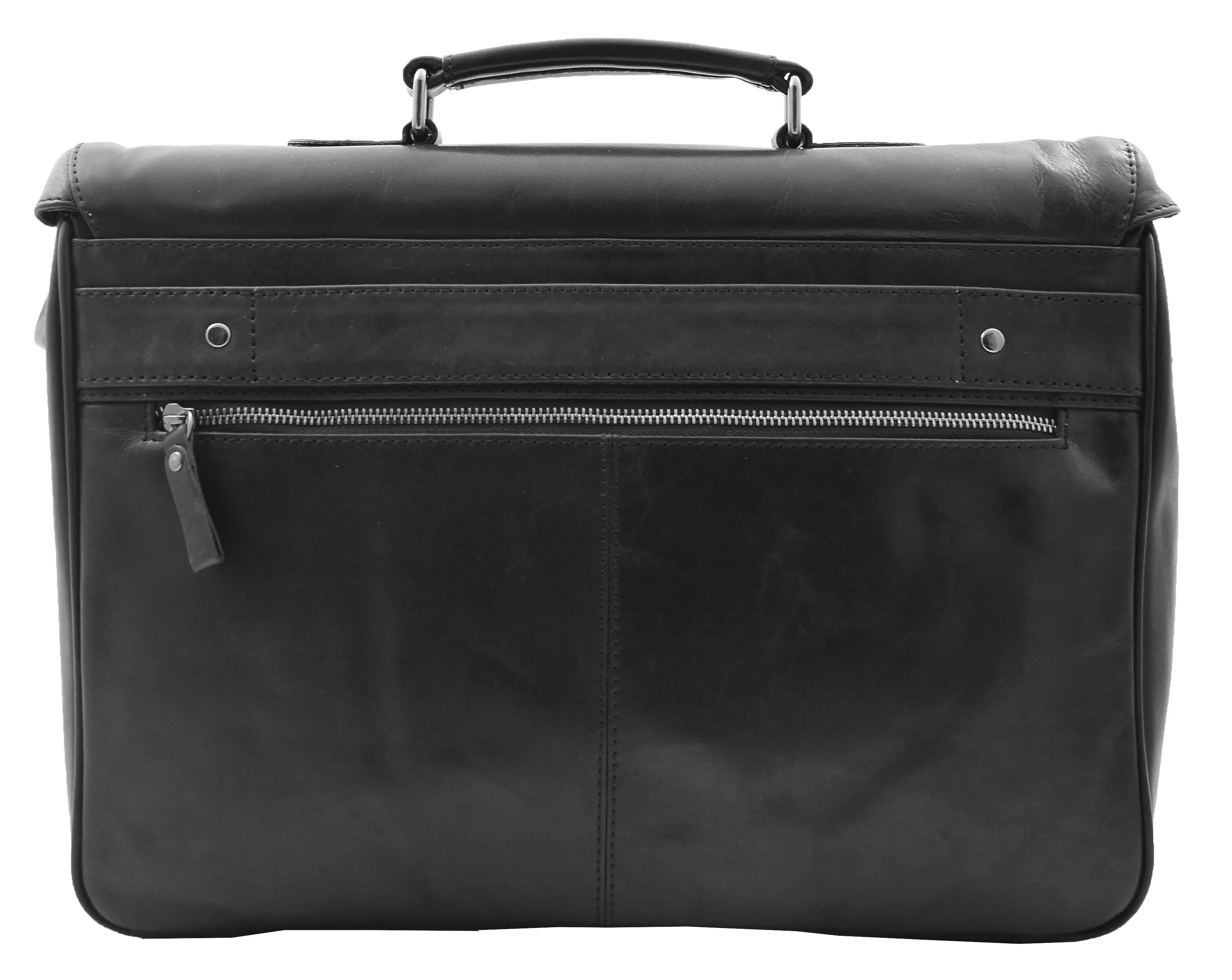 DR322 Men's Leather Messenger Briefcase Black