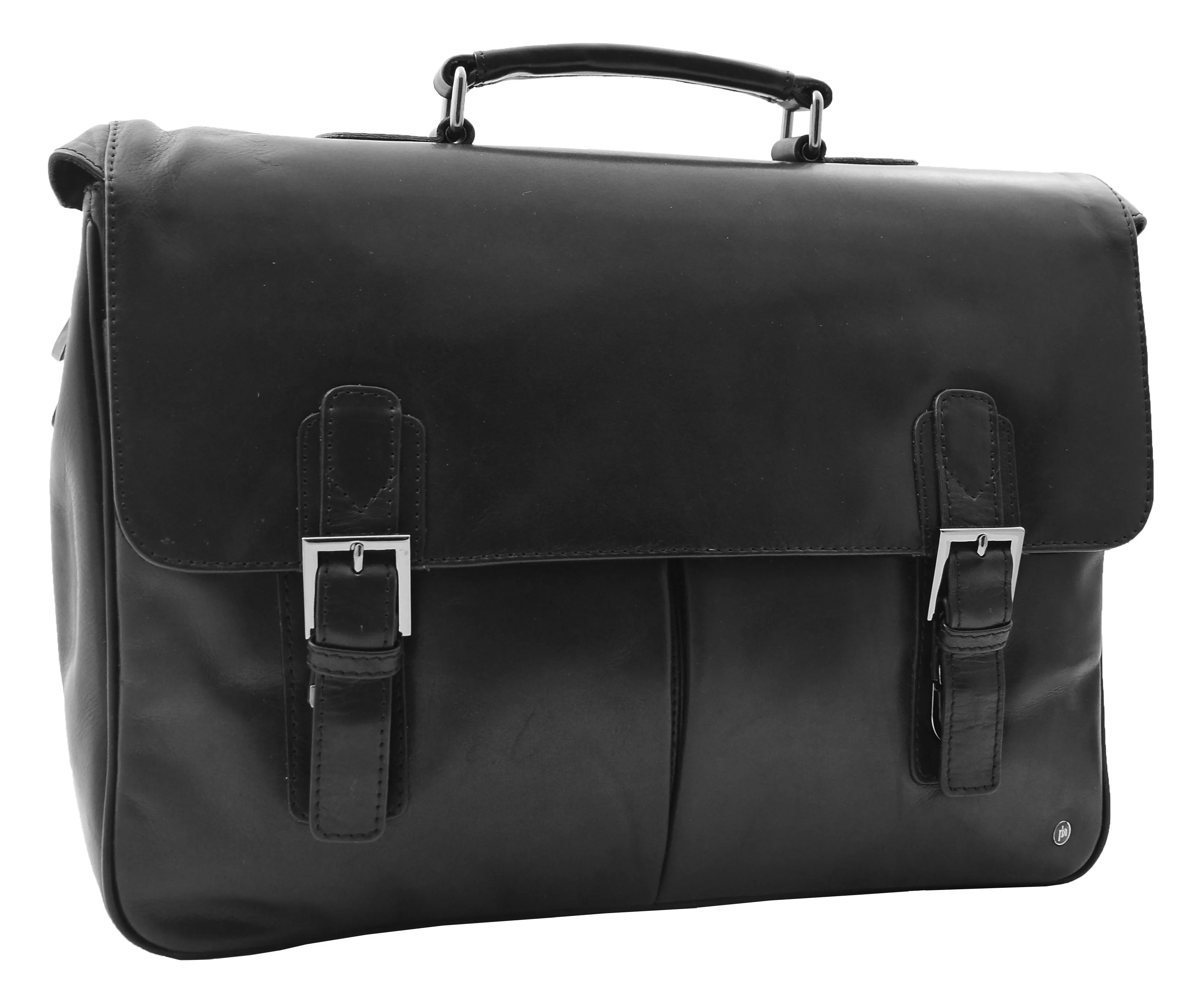 DR322 Men's Leather Messenger Briefcase Black