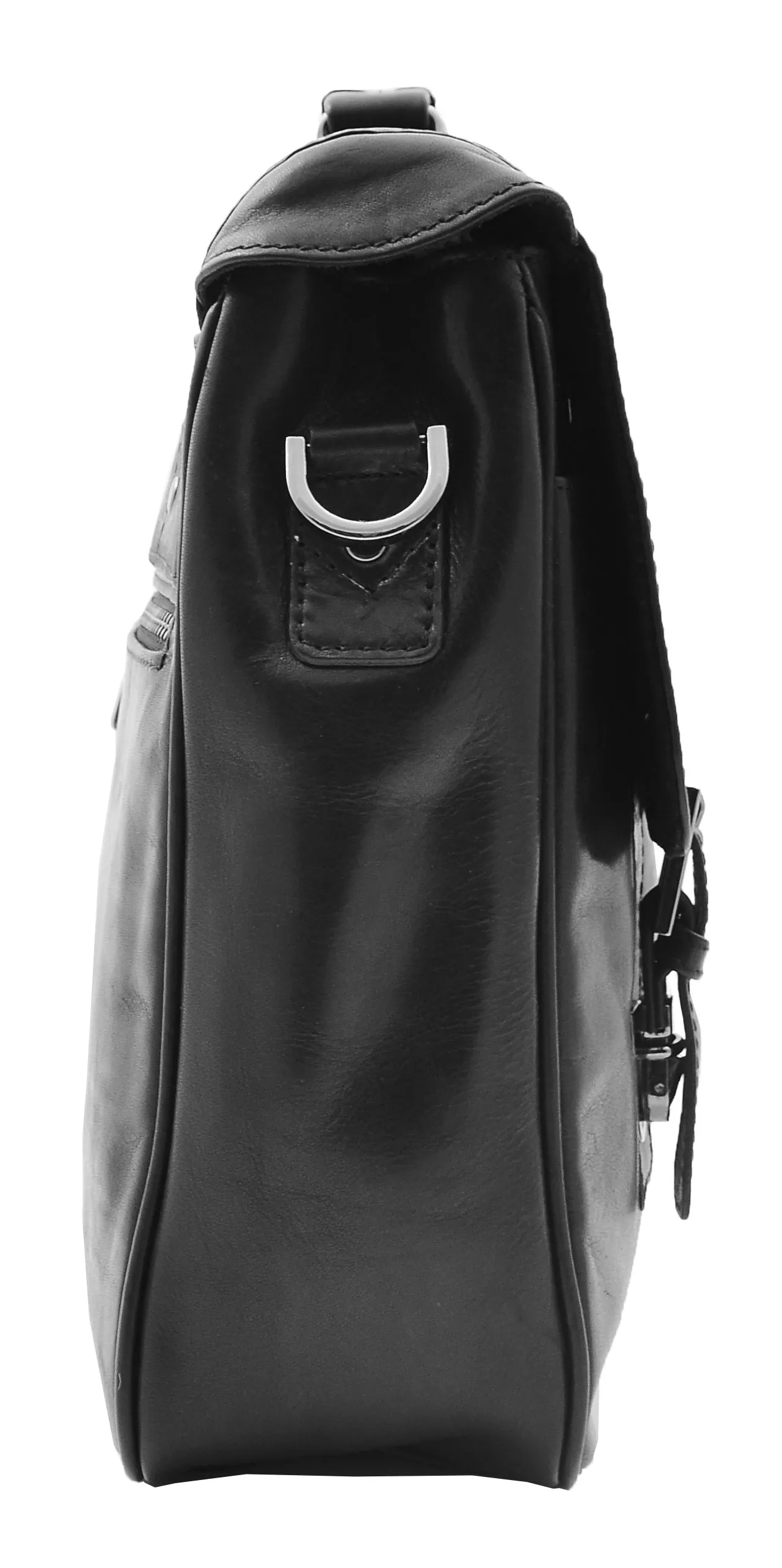 DR322 Men's Leather Messenger Briefcase Black