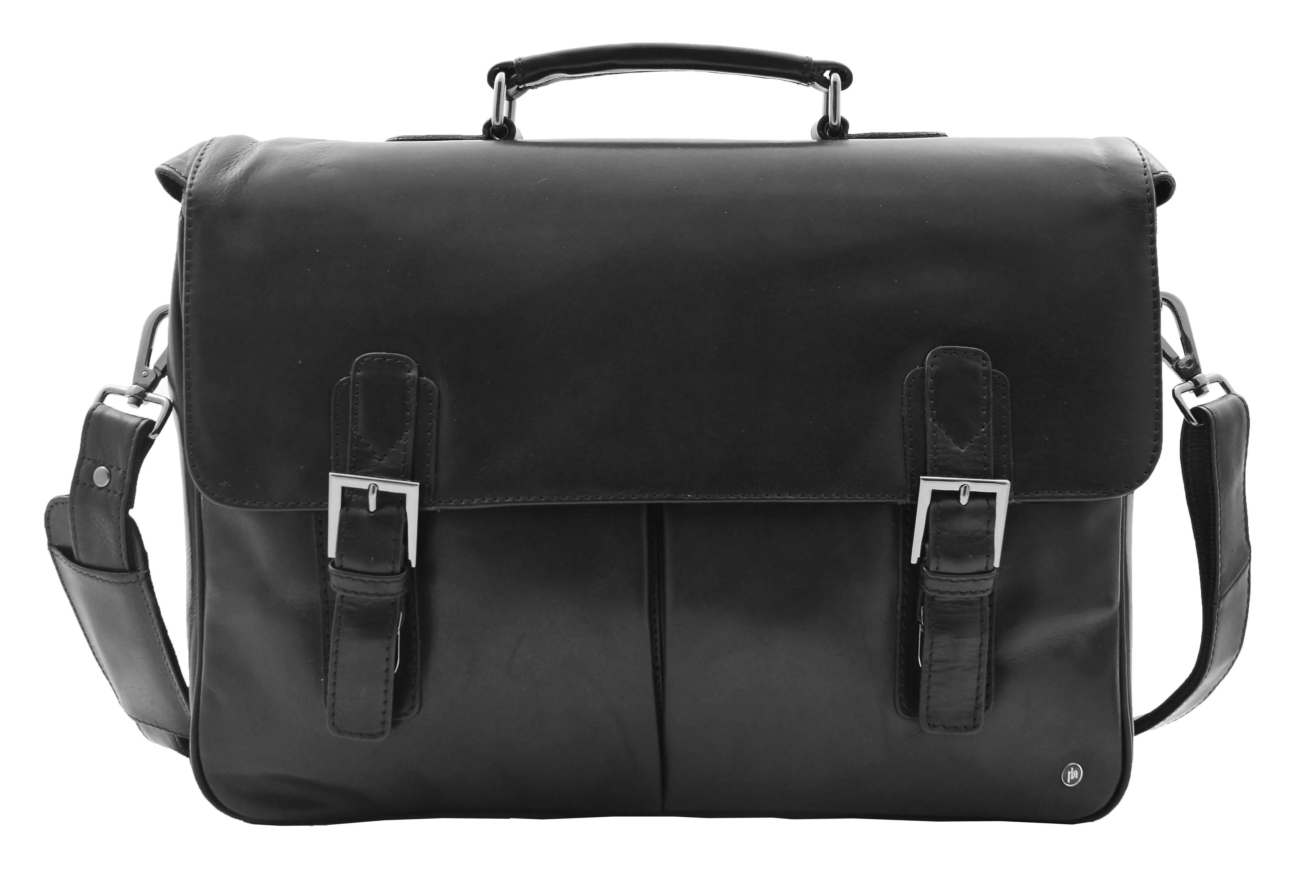 DR322 Men's Leather Messenger Briefcase Black