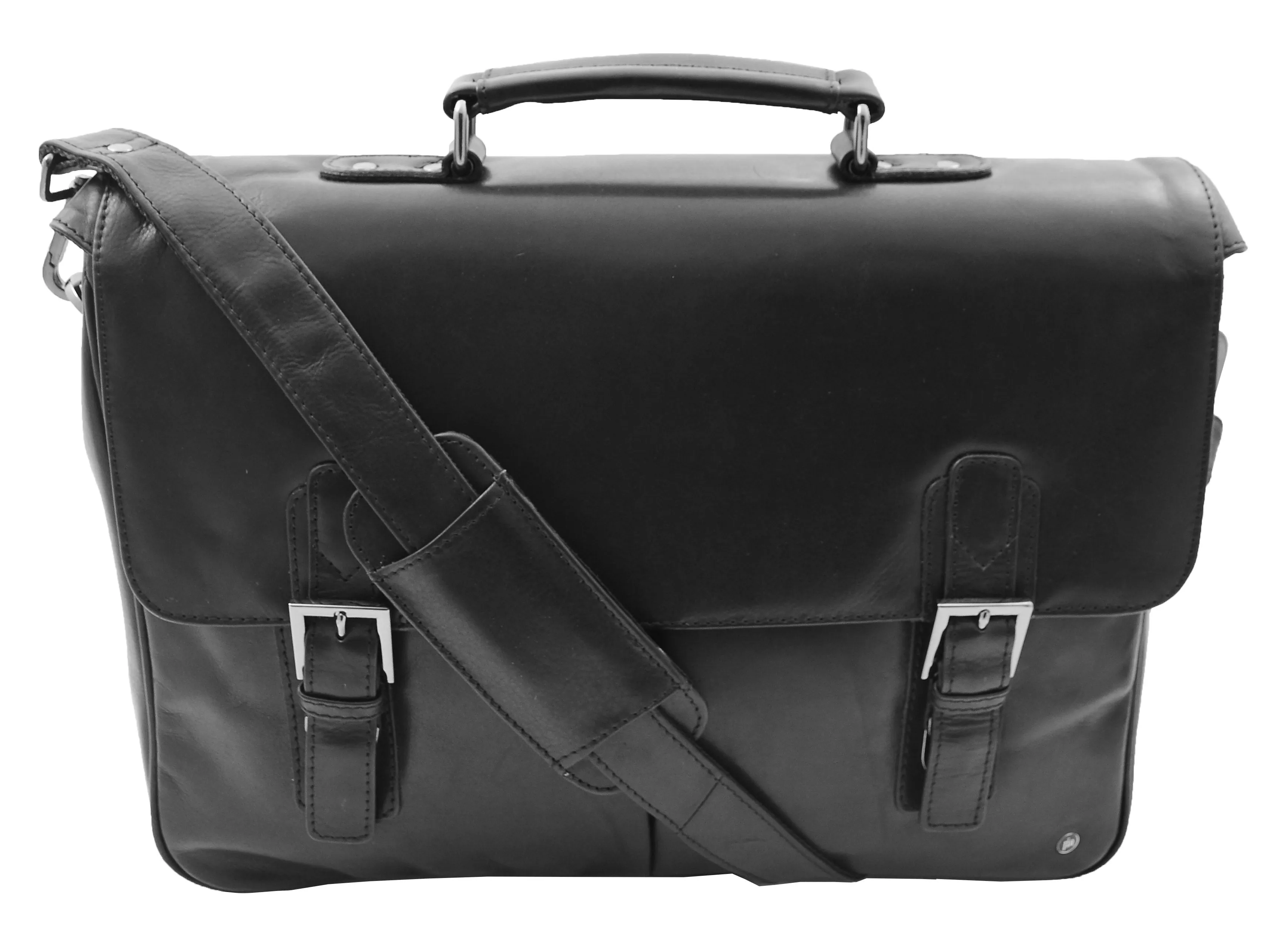 DR322 Men's Leather Messenger Briefcase Black