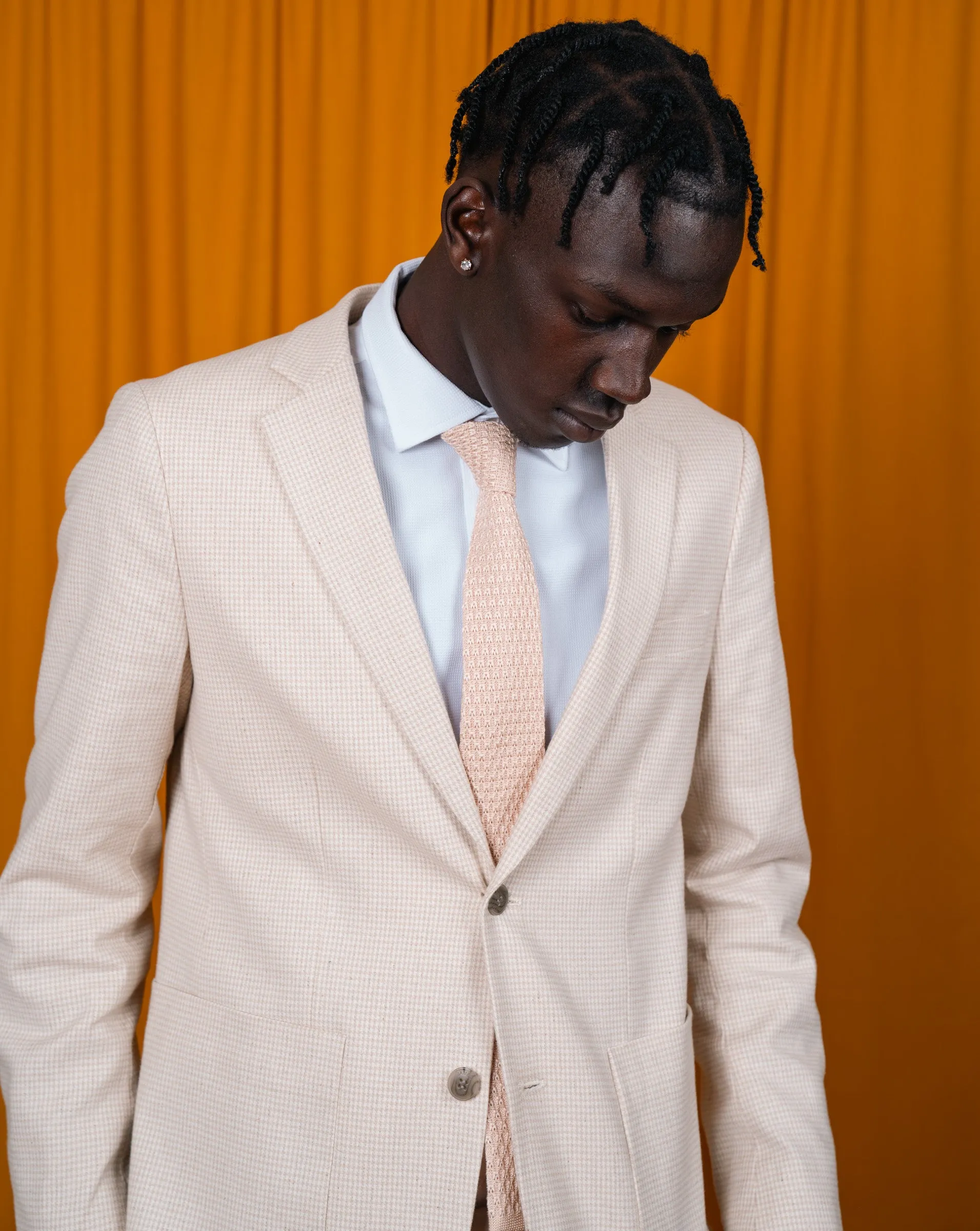 Ecru Texture Knitted Tie