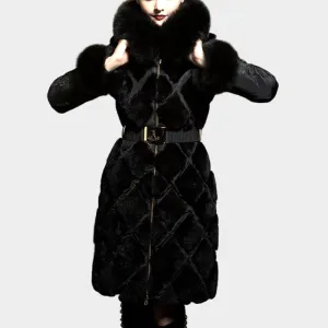 Elegant Genuine Fur Slim Duck Down Coat