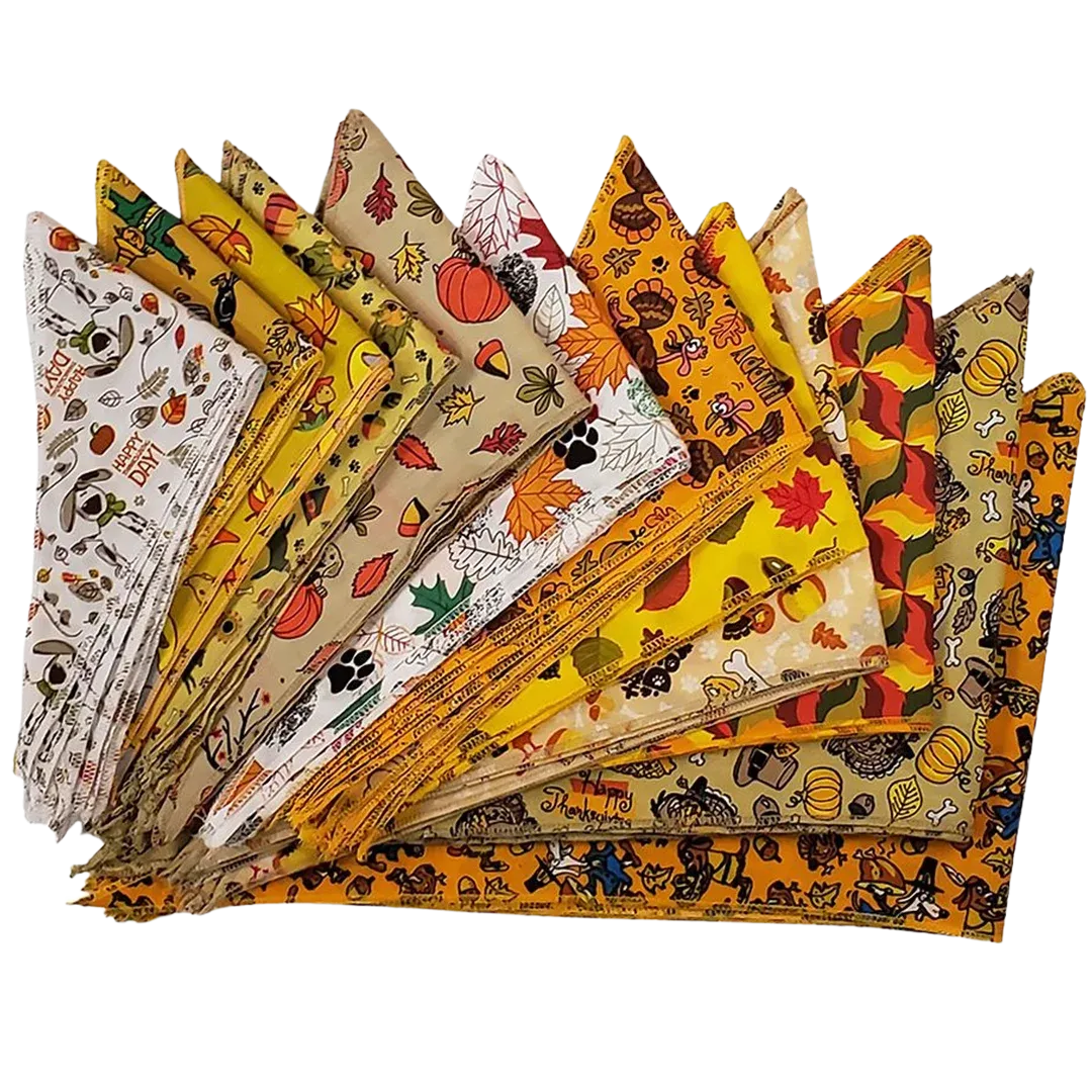 Fall & Thanksgiving Bandanas - 60 Assorted Sizes and Patterns by Bandanas Unlimited