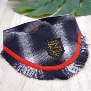 Frayed Edge Bandana - Classic Black Flannel with Red Rim Frays